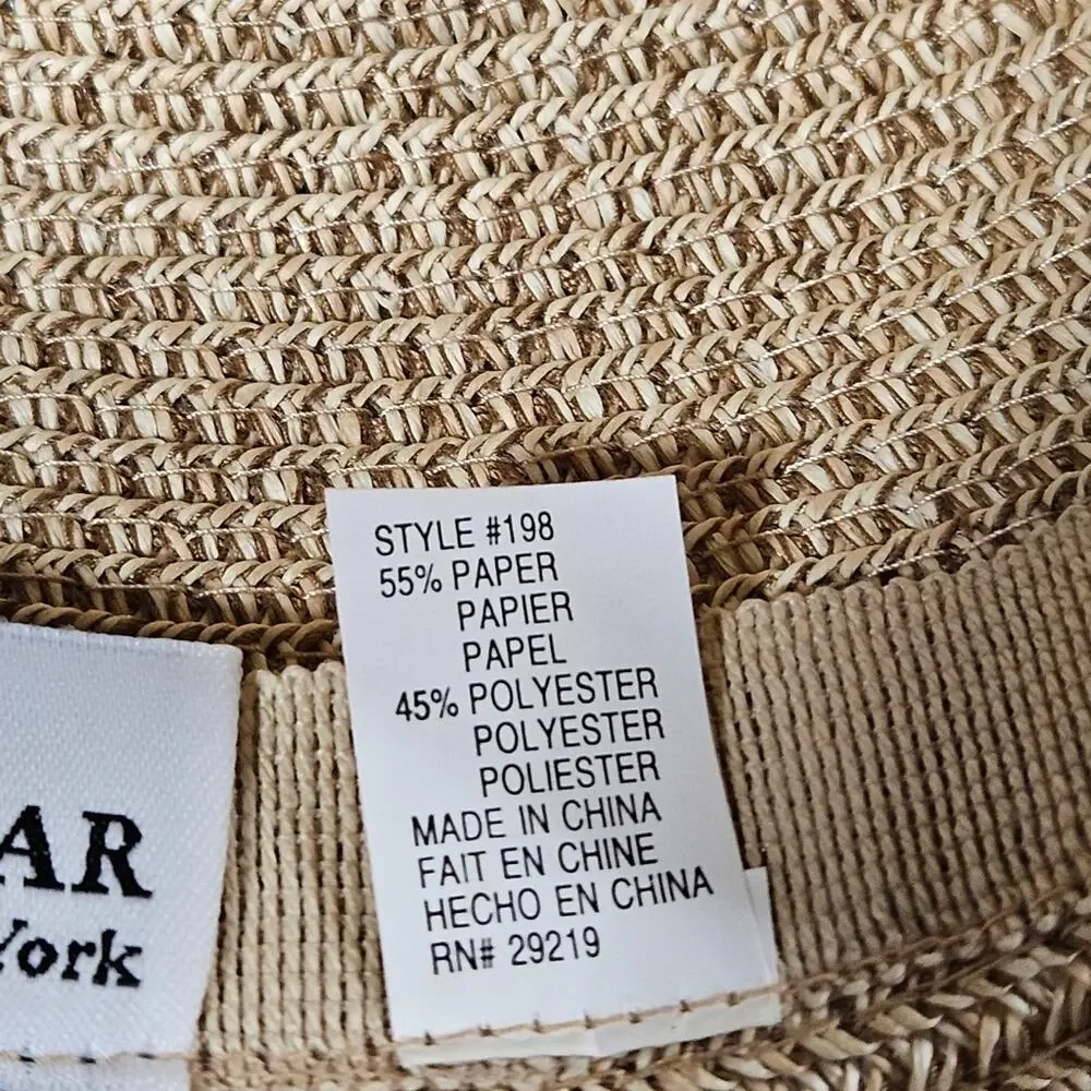 Betmar New York Paper Poly Blend Red Stripe Trim Wide Brim Bell Shape Sun Hat